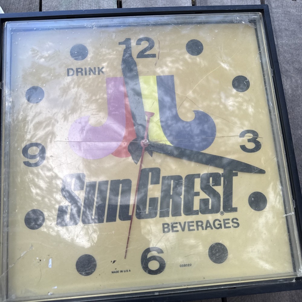 Sun Crest Beverages Advertising Electric Clock Cracked