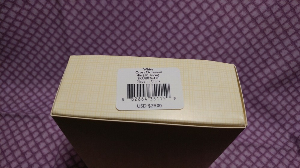 LENOX "WHITE CROSS ORNAMENT" --- NEW IN BOX