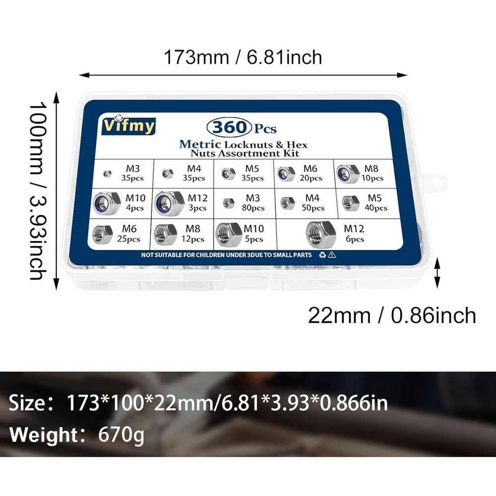 Stainless Steel Metric Hex Nuts & Locknuts Kit