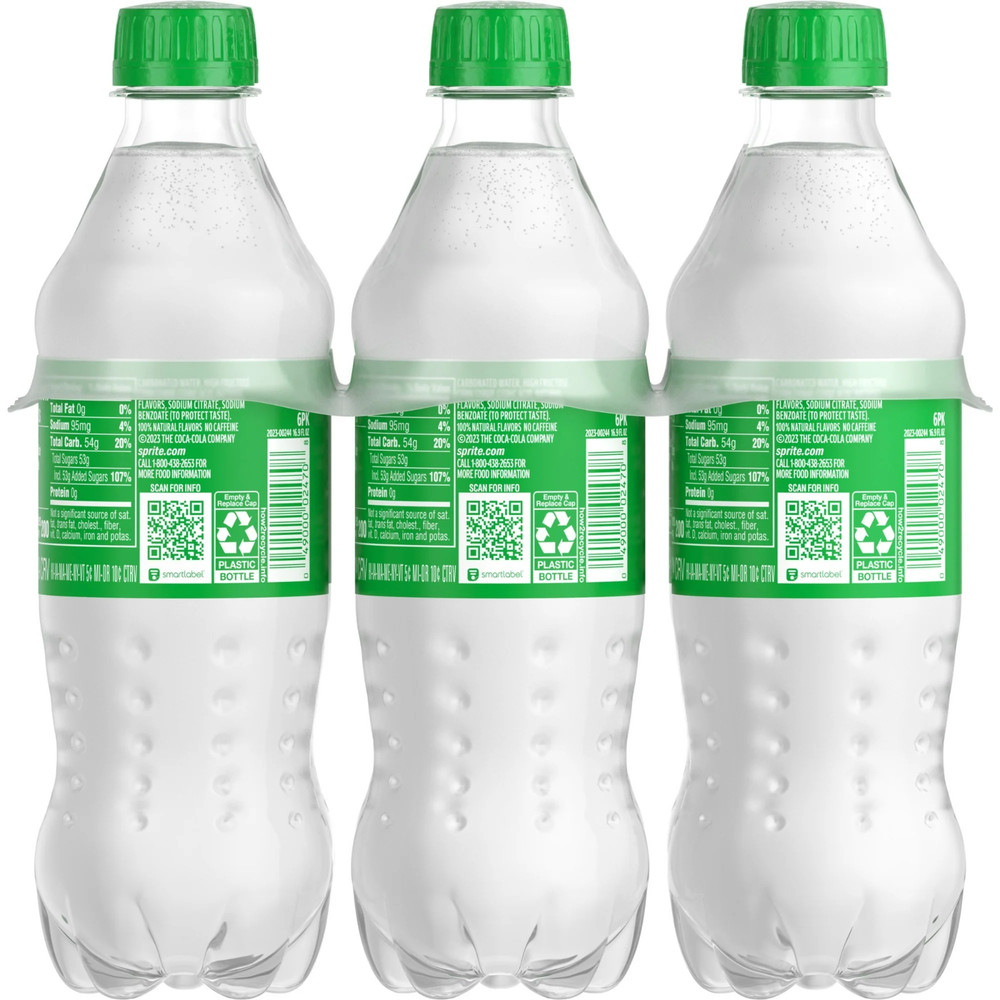 (Pack 2) Sprite Lemon Lime Soda 16.9 fl Oz Each 6 Pack Bottles