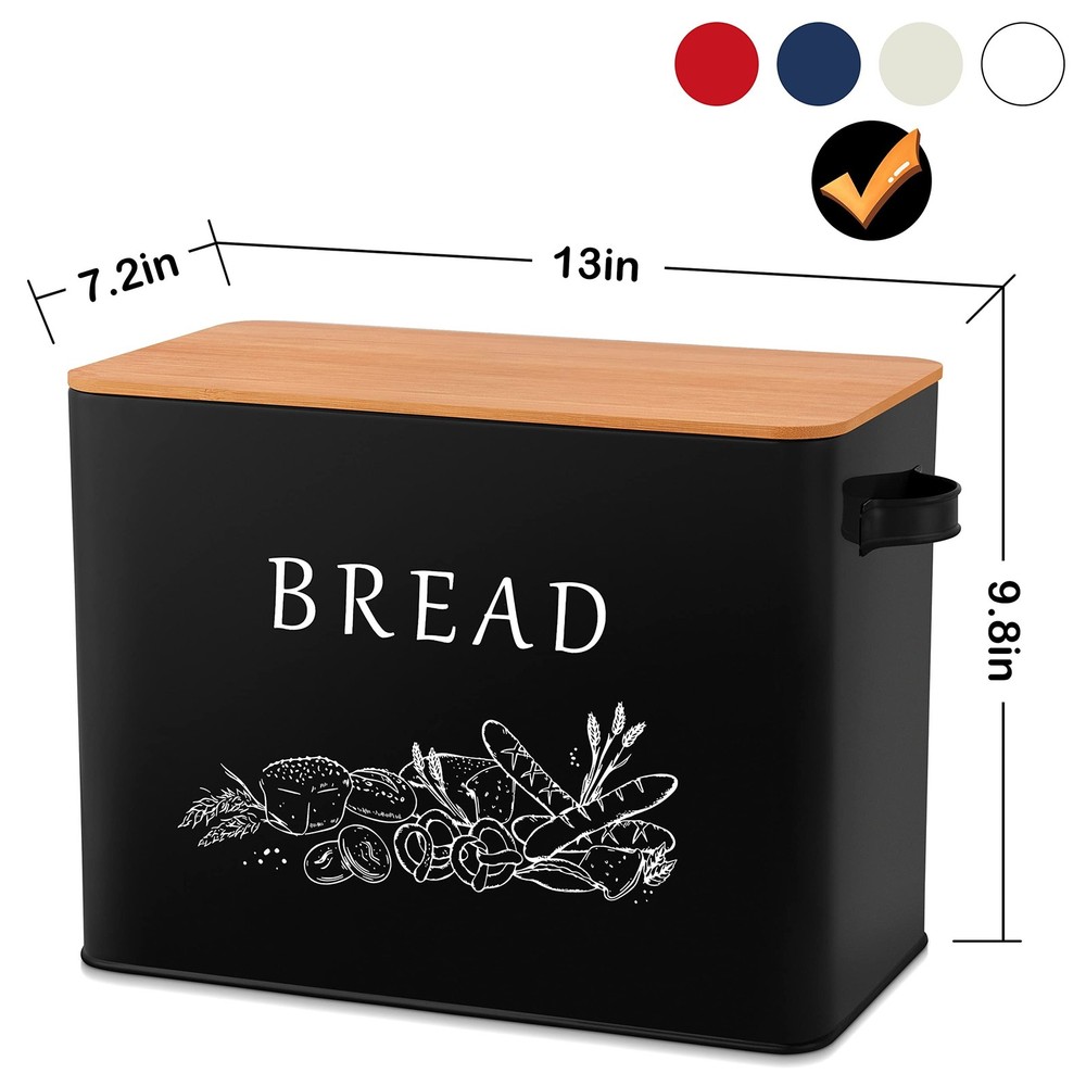 E-far Bread Box for Kitchen Countertop, Metal Bread Storage Container Bin wit...