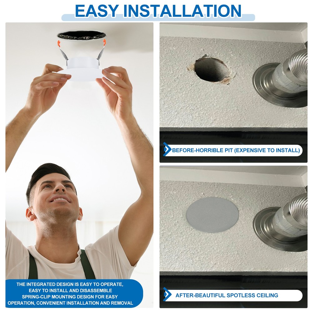 3.7" Spring Ceiling Cover Plate for 2.2-3.4" Round Hole, Dark Gray