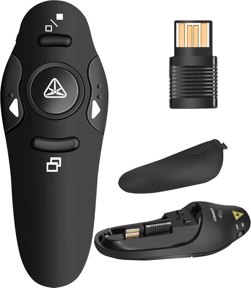 Compact Presentation Remote Clicker - Plug & Play with 49ft Wireless Range