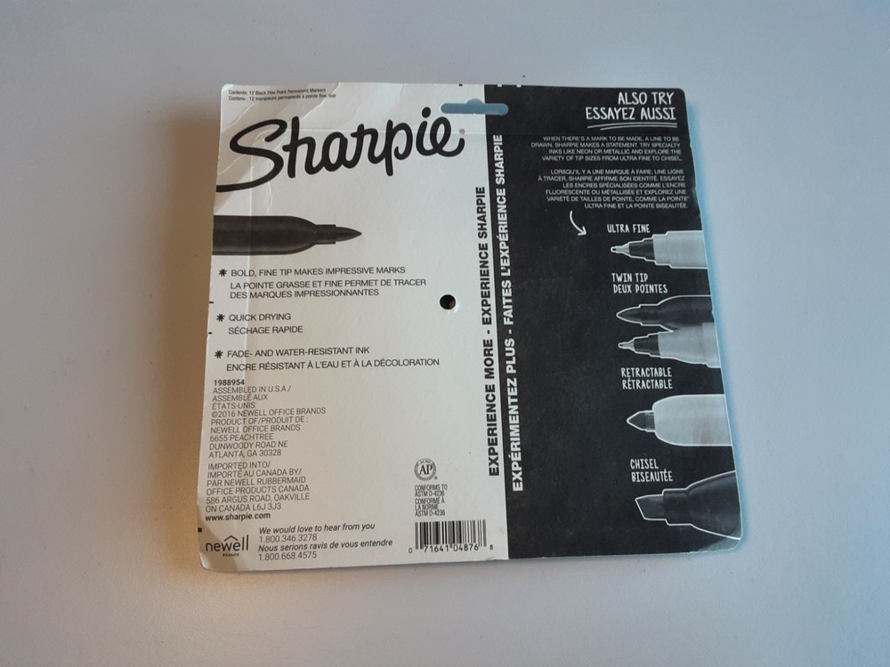 Sharpie Fine Point Permanent Markers, Black - 12 Count