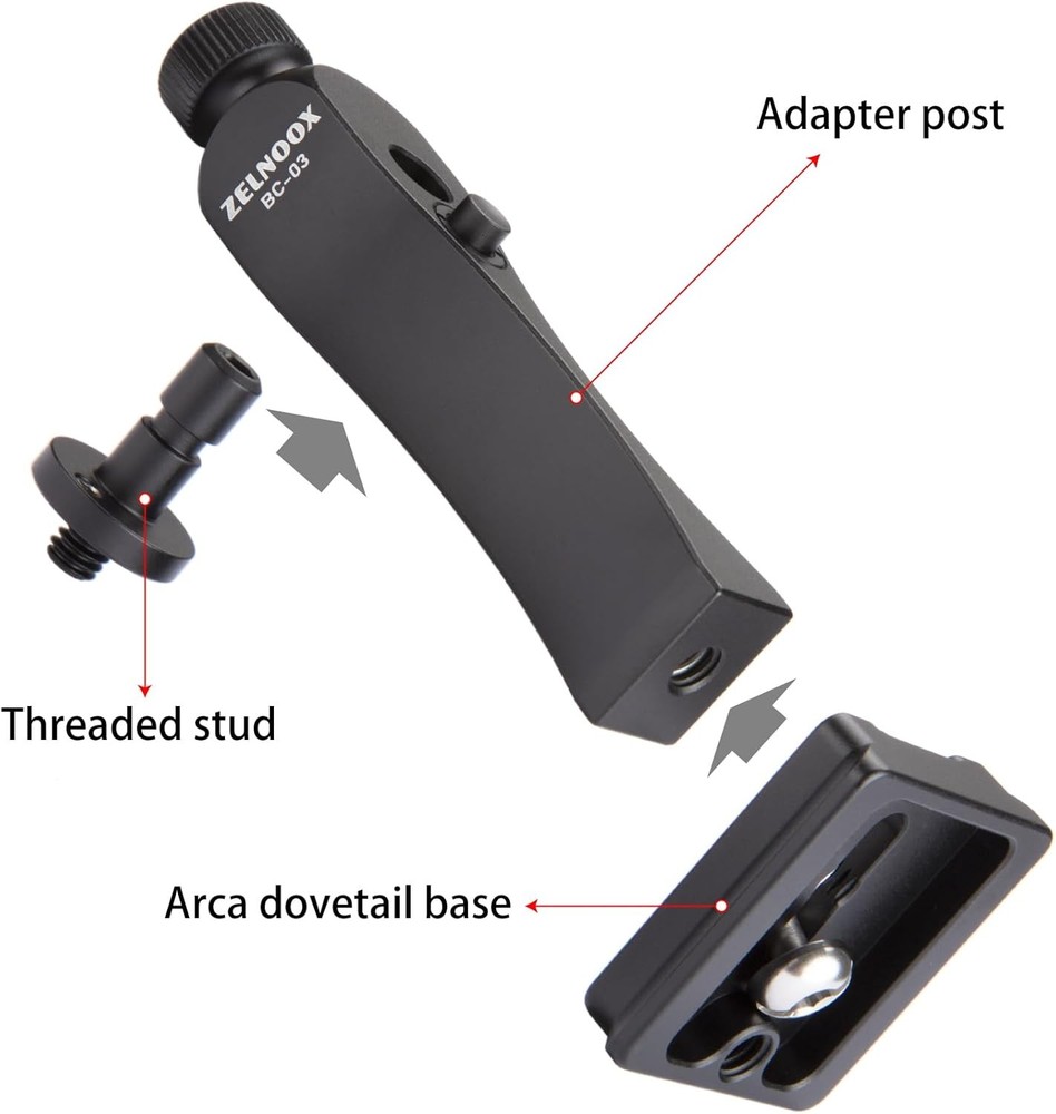 Binocular Tripod Adapter - Arca Rail Quick Release, Anti-Drop Design, 1/4" Threa