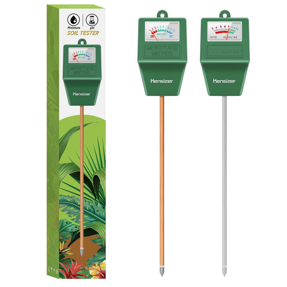 Kensizer Soil Tester, Moisture/pH Meter, Green