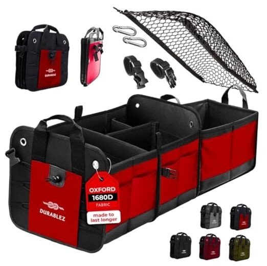 XL Trunk Organizer 3-Section Modular – Extra Large Car Storage 3-section XL red