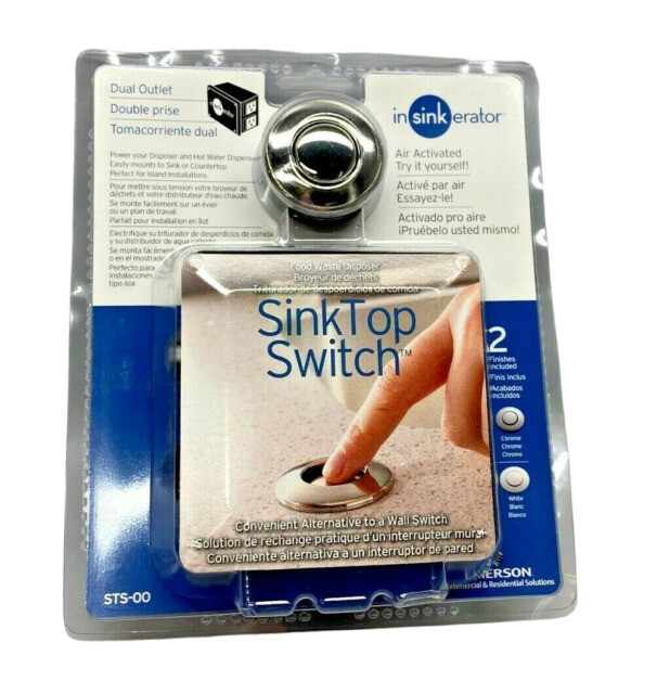 InSinkErator STS-OOSN SinkTop Satin Nickel Button Dual Outlet Switch