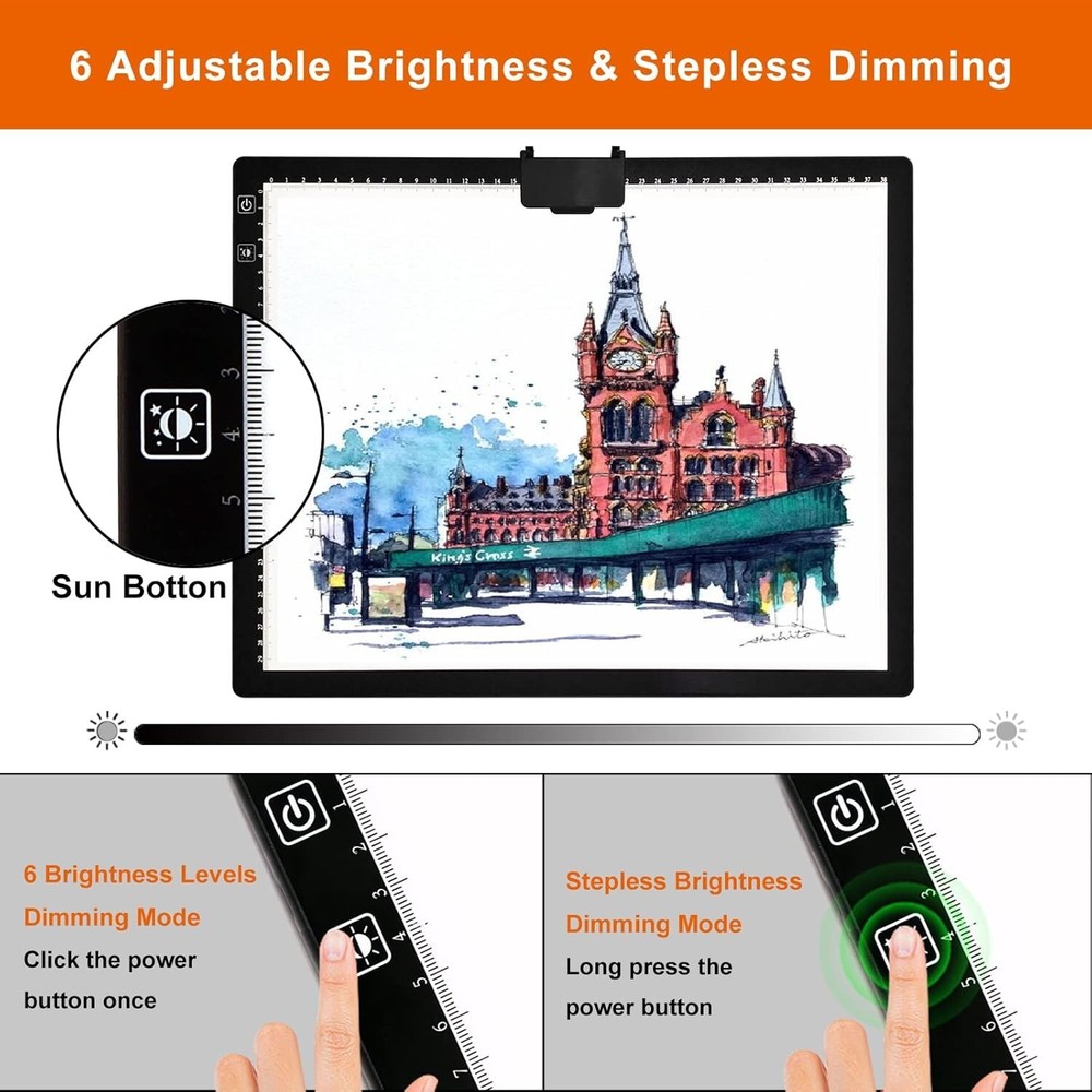 A3 Light Box, Wireless Battery LED Light Pad with stand 6 Adjustable Brightness