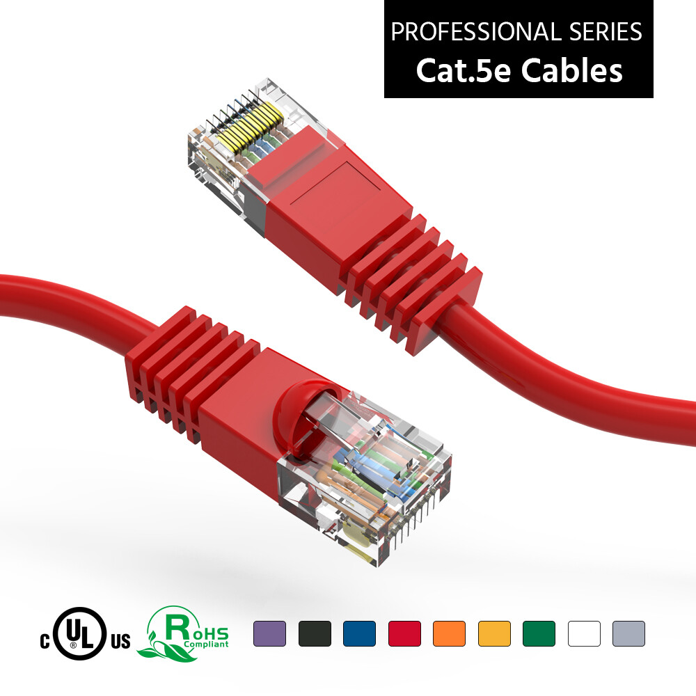 1Ft CAT5E UTP Ethernet Network Booted Cable Red