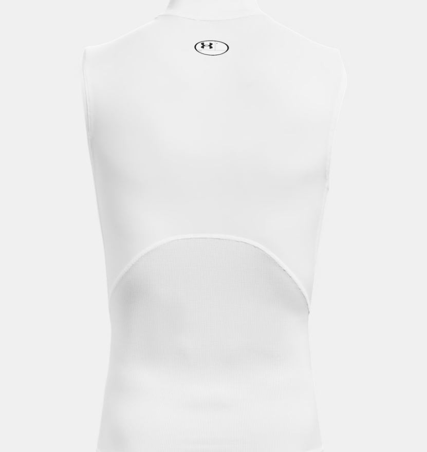 Under Armour Men's Compression Mock Sleeveless, White, Large