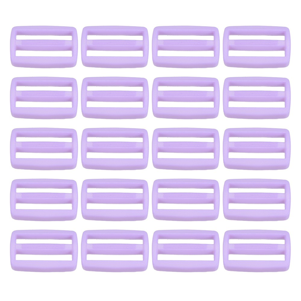 1 Inch Tri-Glide Slide Buckles, 50 Pack Webbing Strap Fastener, Light Violet