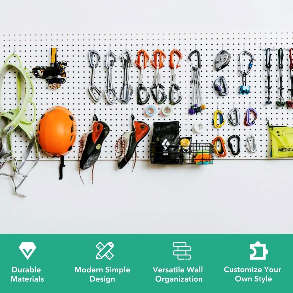 2 Pcs Pegboard, Metal Pegboard Wall Panels - Pegboard Wall Organizer System -...