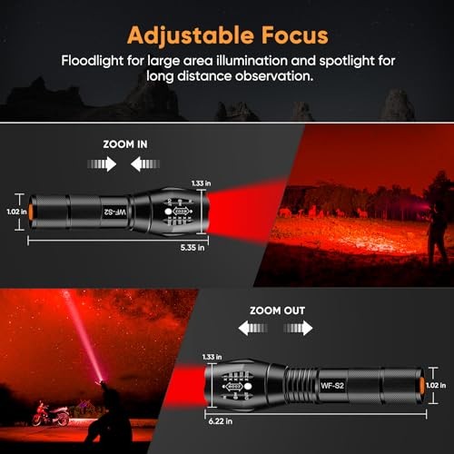 Flashlight, Single Mode Red Tactical Flashlight, Zoomable Hunting Red Light