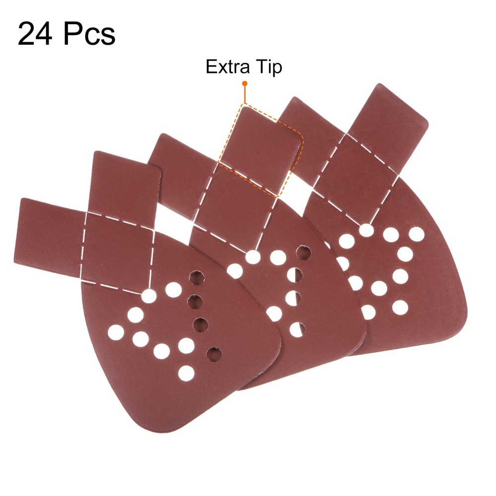 24pcs 1000 Grit 12 Hole Hook Loop Sandpaper Triangular Sanding Pad with Tip