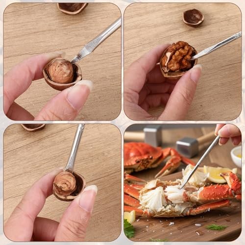 1 Pack Nut Crackers for All Nuts, Stainless Steel Walnut Cracker Tool with 2