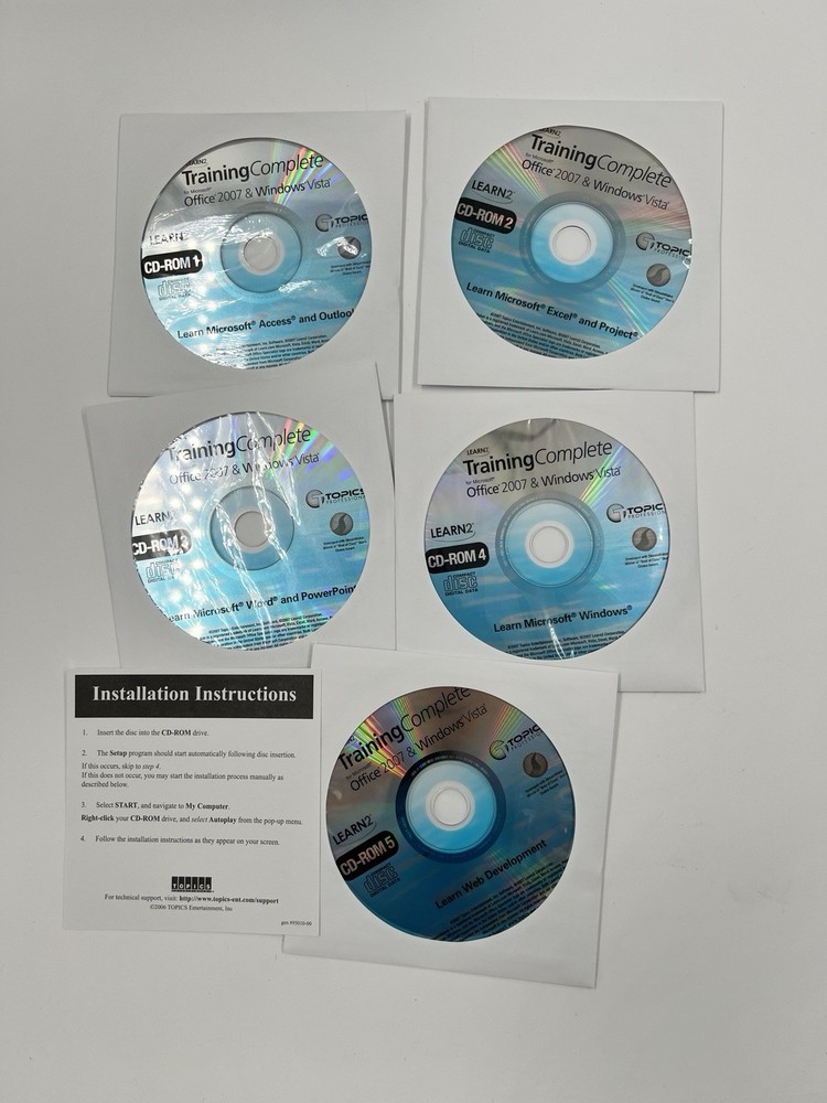Training Complete For Microsoft Office 2007 & Windows Vista CD-ROM PC Software
