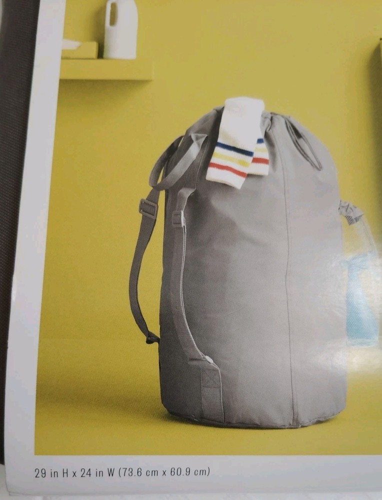 Room Essentials Backpack Laundry Bag gray w/ Straps Adjustable 29” H 24”W Dorm