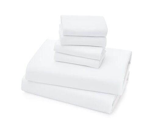 Sheets Set 6 Piece Cooling Bed Sheets with 4 Envelope Pillowcases King White