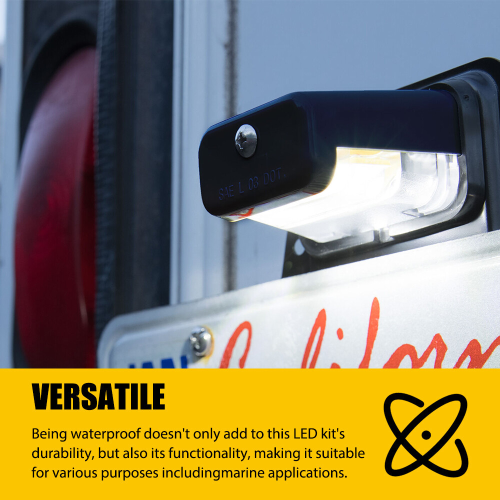 Trailer LED License Plate Light Bracket Mount Universal 12V 24V For RV Boat Tag