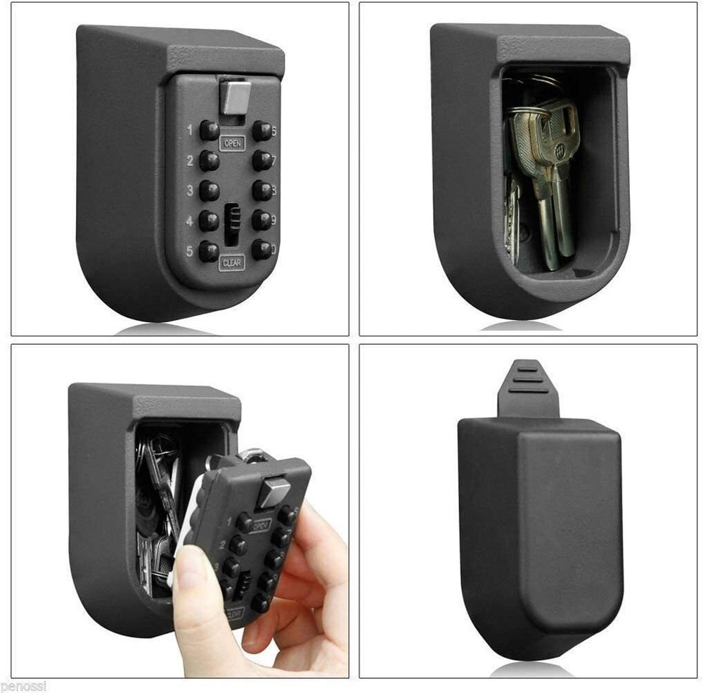 Mounted Push Button Combination Key Safe Storage Security Lock Box Rubber Cover
