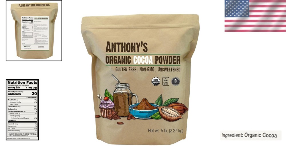 Anthony's 5 lb Organic Cocoa Powder, Unsweetened