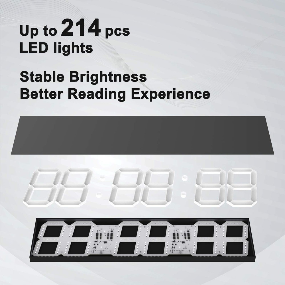 Digital Wall Clock, Oversize Led Digital Clock with Auto Dimmer, Huge Countdo...