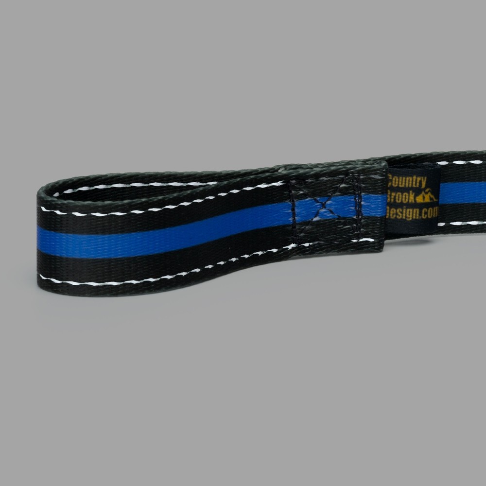 Country Brook Design®Thin Blue Line Winch Hook Pull Strap w Reflective Polyester