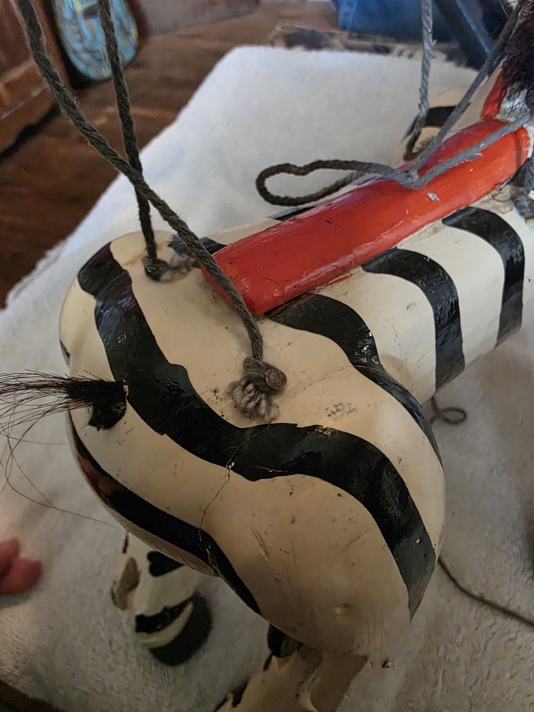 Marionette String Puppet Folk Art Zebra