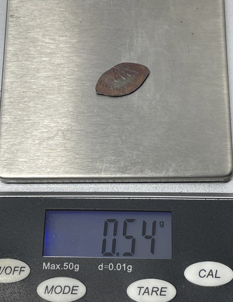 1982 Canada 1 Cent Major Error Struck Fragment 0.54g Delaminated #C456
