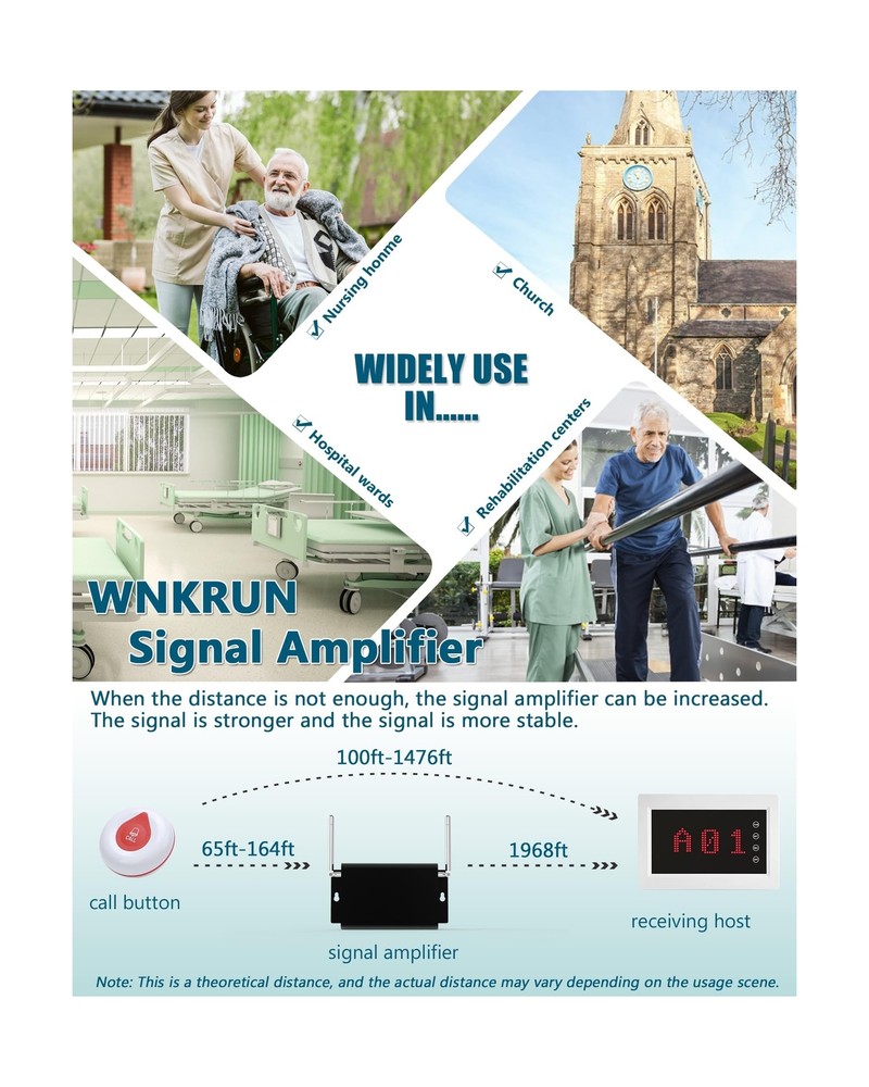 Caregiver Pager System Nursing Pagers Wireless Calling System with 1 Display ...