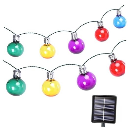 Solar String Lights Outdoor, 7Ft Globe Multicolor String Lights 1 Pack-Colorful