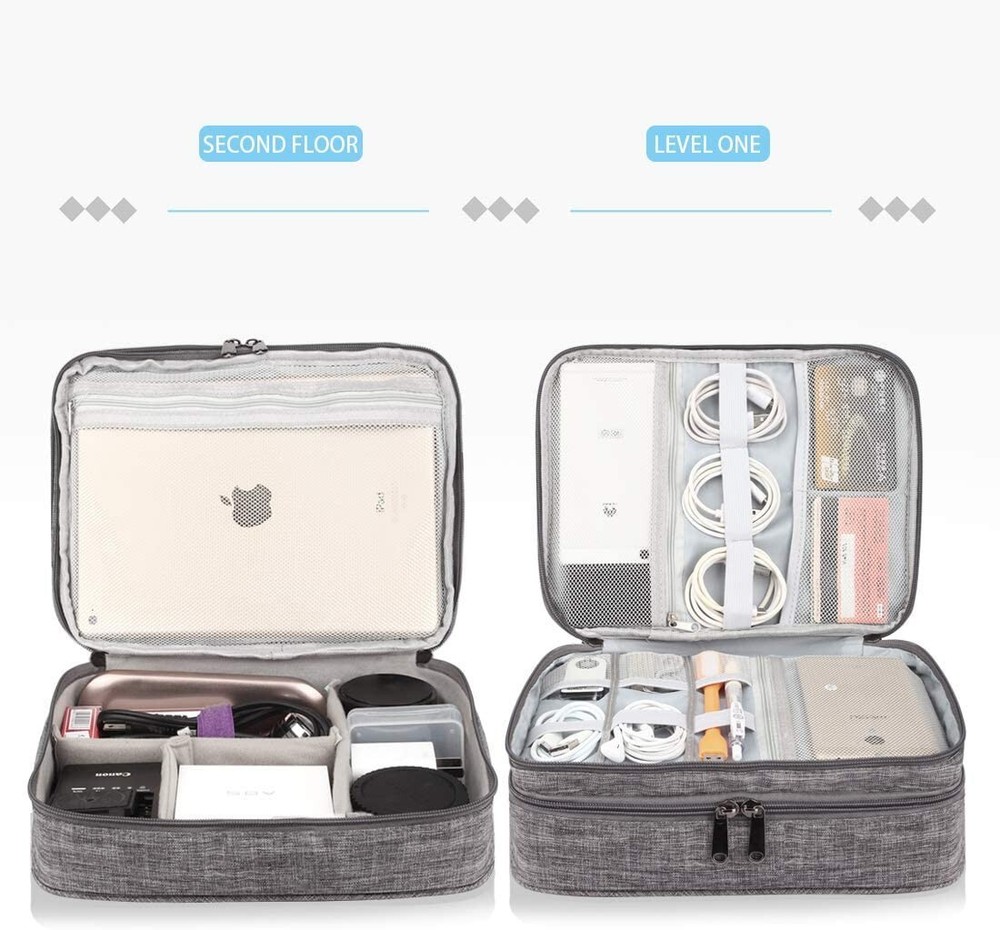 KERNORV Travel Cable Organizer Bag, Three-Layer Electronics-B12