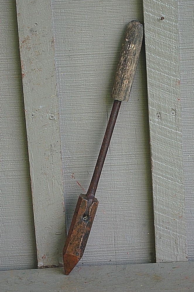 Copper Head Soldering Iron Wooden Handle Primitive Tool Blacksmith Vintage
