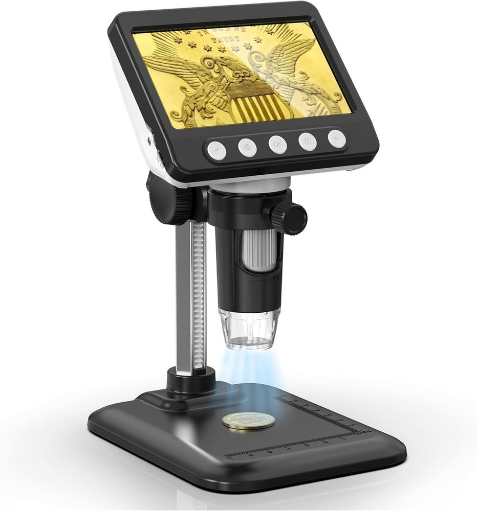 Coin Microscope, 4.3" LCD USB Digital Microscope 1000X Coin Magnifier with 8 ...