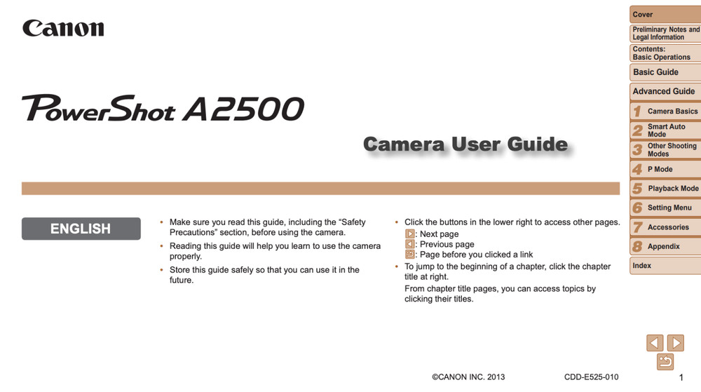 Canon POWERSHOT A2500 Digital Camera User Owner Instruction Manual