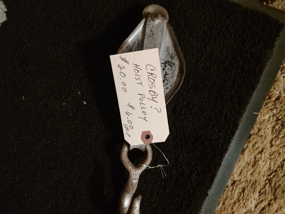 Hoist pulley possibly Crosby marked 5 with hook