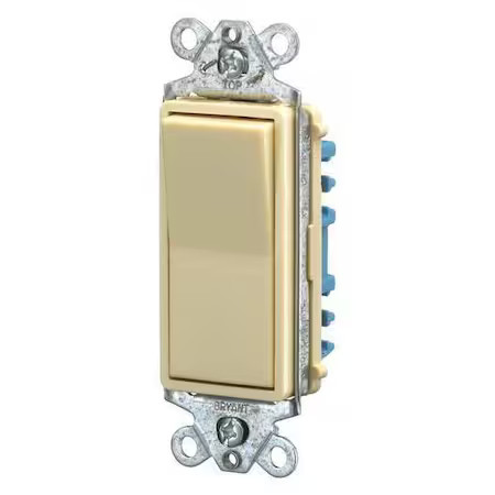 Bryant 9801I Wall Switch, 15A, Ivory, 1-Pole Type, Rocker