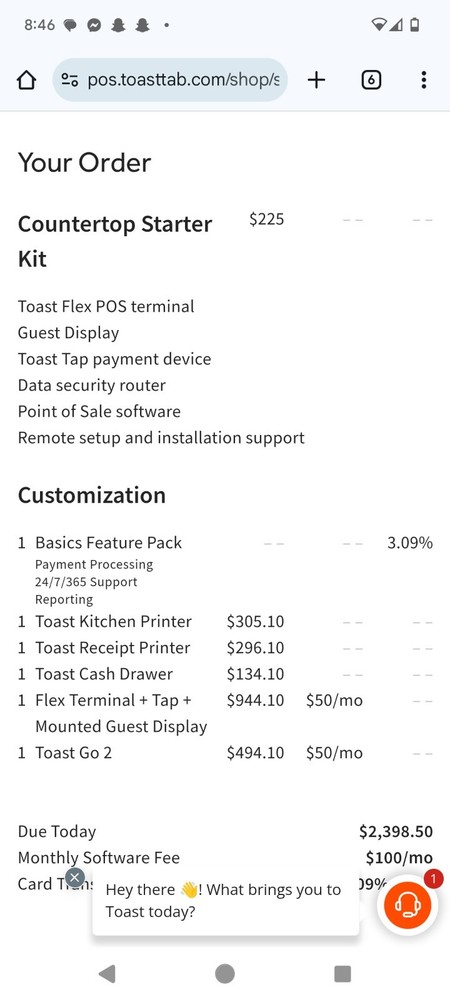 New Toast POS System W/ Hand Held