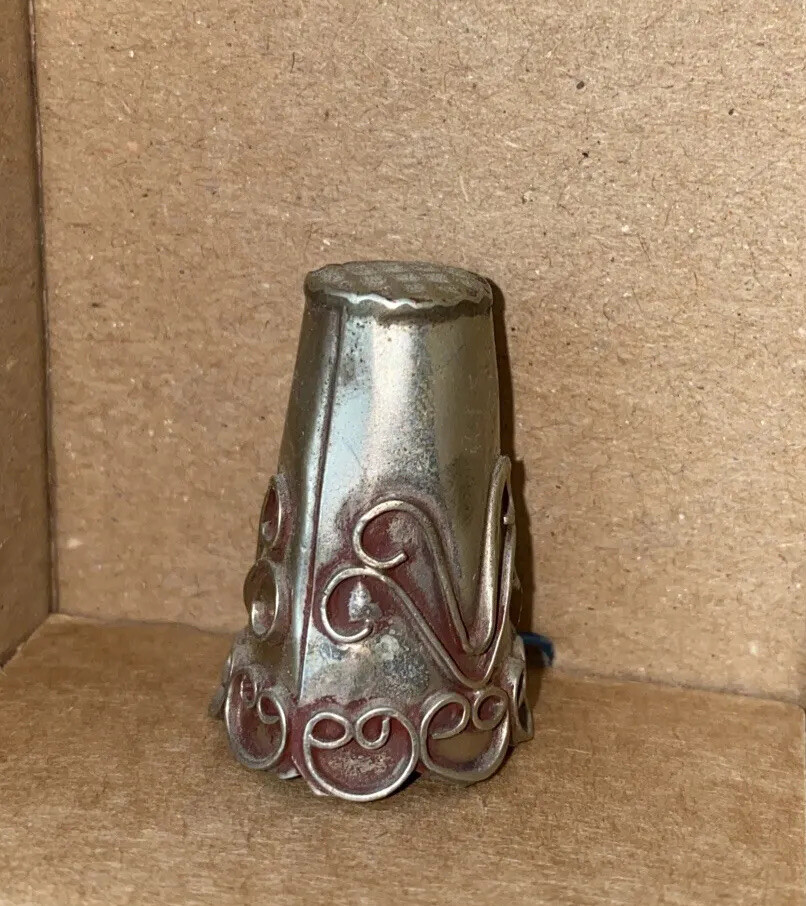 Vintage Mexico Thimble Silver Ornate Wire