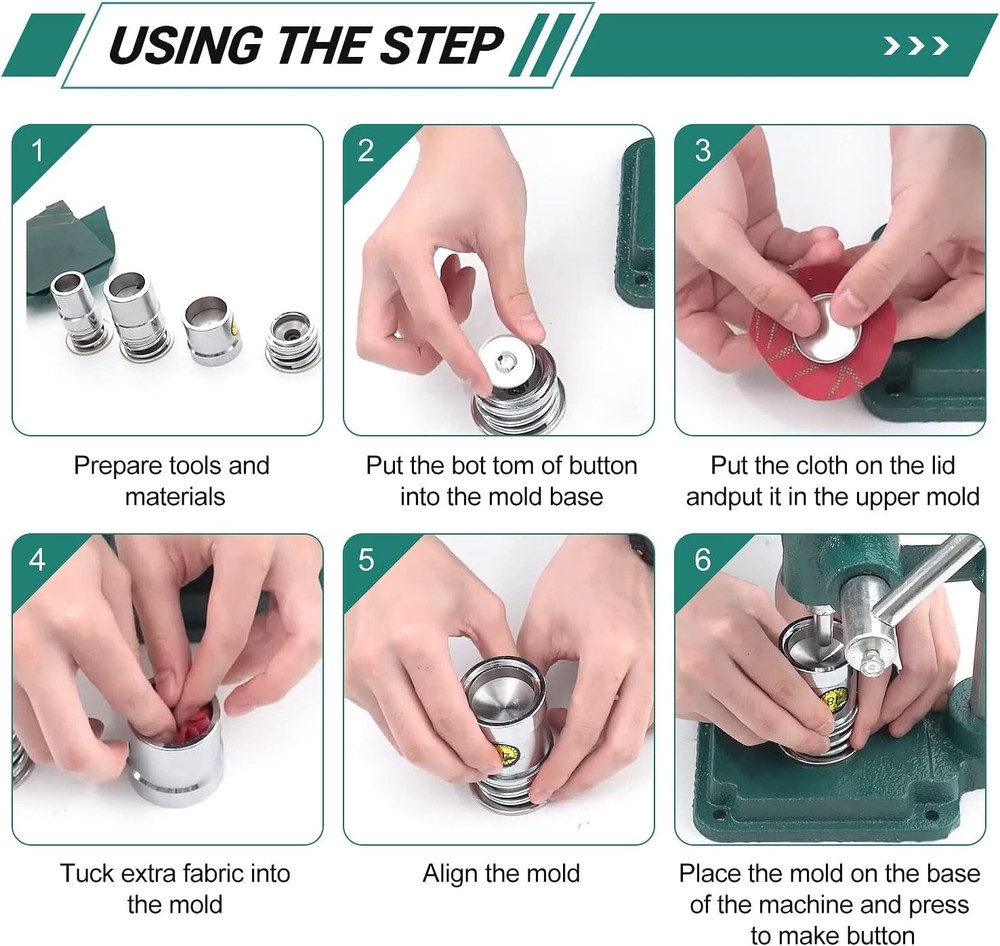 DIY Fabric Button Maker with 300 Buttons & 3 Molds - Create Personalized Designs