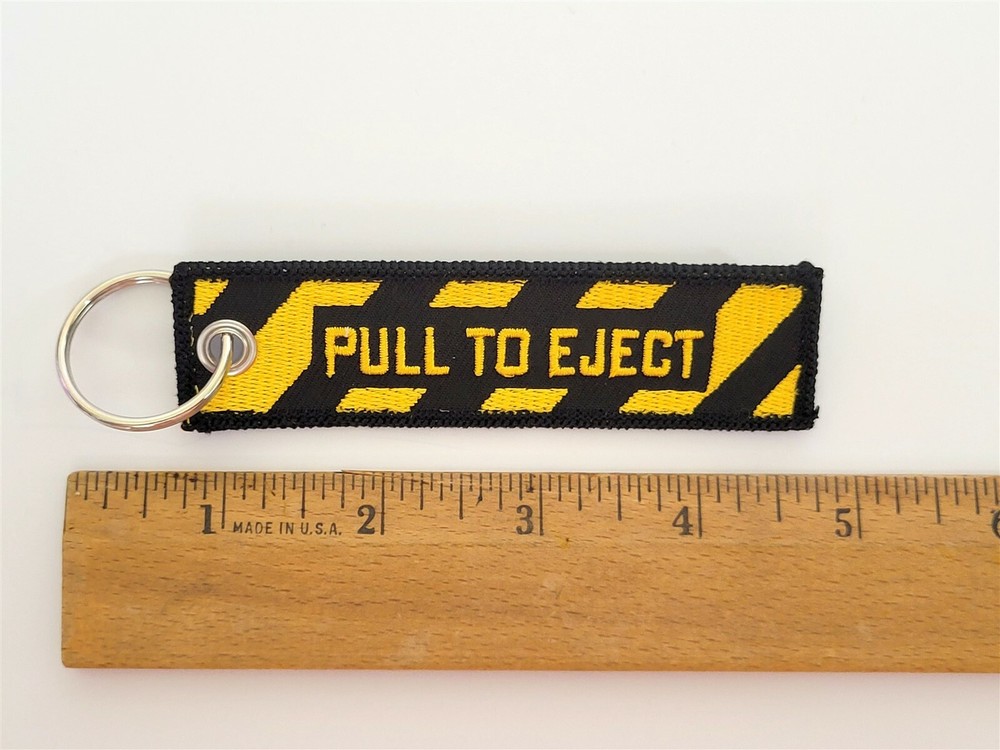 MG Mag Aerospace Pull To Eject Black Flight Tag Keychain Military