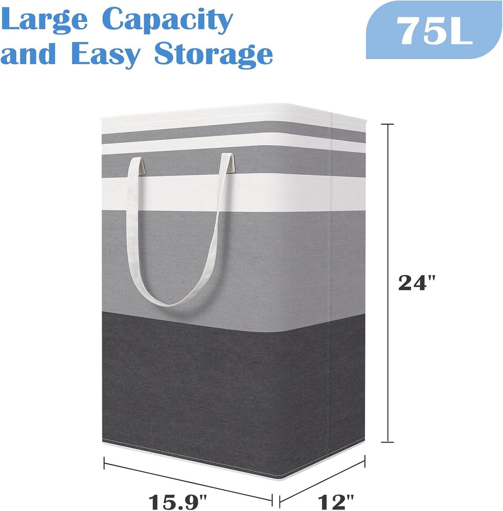 3-Pack Laundry Basket, Freestanding＆Waterproof Laundry Hamper, Collapsible Tall