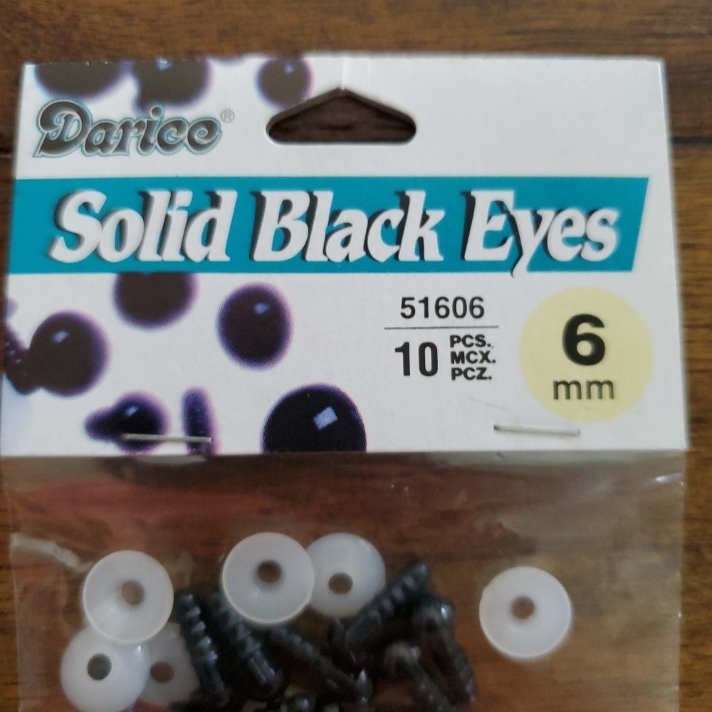 Darice Solid Black Eyes 6 mm Shank Back 10 Pieces