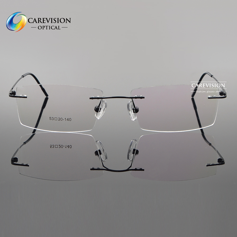 Unisex Memory Titanium Alloy Rimless Eyeglasses Frames Rectangle Glasses RX Able