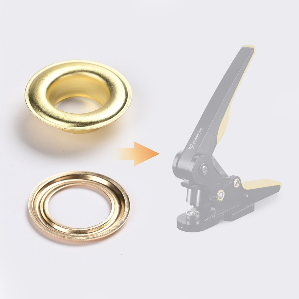 Yescom 500 sets Grommet Kit 3/8 inch Size #2 Solid Brass Eyelets Washers