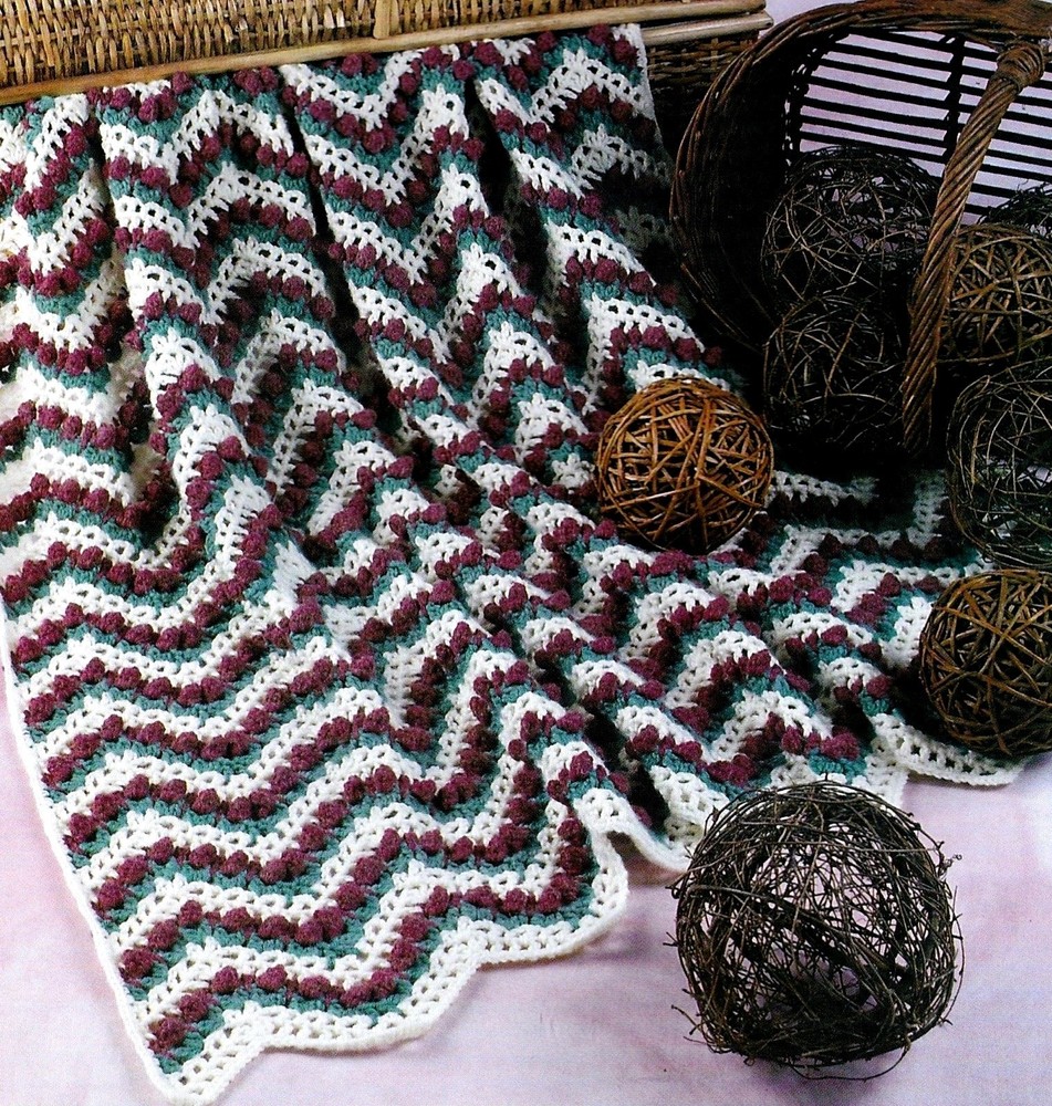 PRETTY Rosebud Ripple Afghan/Crochet Pattern Instructions ONLY