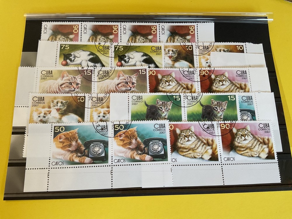 Cats on cancelled stamps   B413