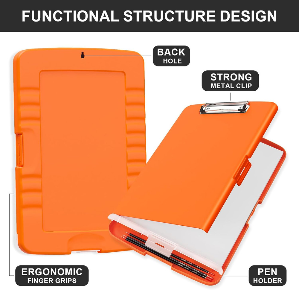 Plastic Clipboard with Storage, 8.5 X 11 Storage Organization Box Side-Opening,