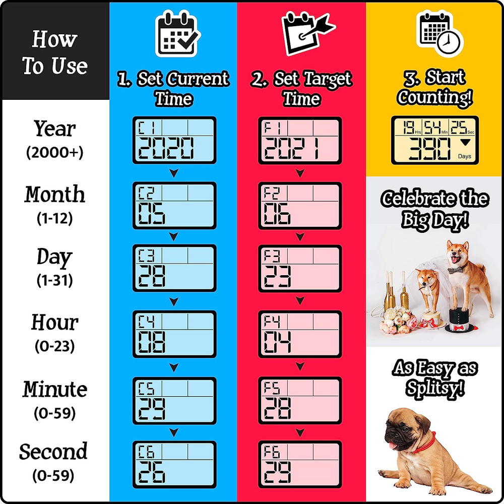 Veriss Digital 9999 Days Countdown Clock Timer with Backlight - Count Down Your